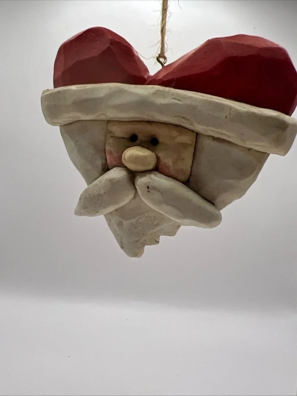 NWT Vintage Santa Head In Heart Shape Original Tag 3.5”